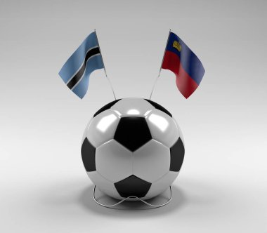 Botswana - Lihtenştayn Futbol Bayrakları, Beyaz Arkaplan - 3D Render
