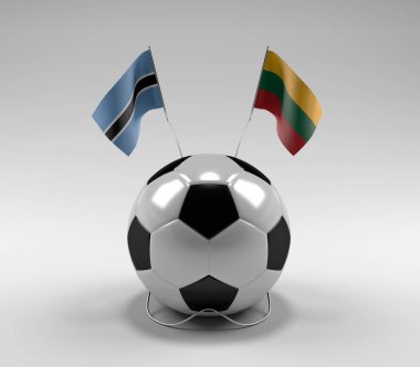 Botswana - Litvanya Futbol Bayrakları, Beyaz Arkaplan - 3D Render