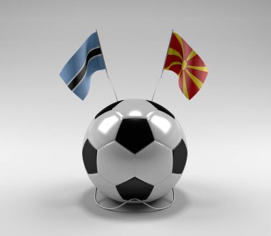 Botswana - Makedonya Futbol Bayrakları, Beyaz Arkaplan - 3D Render