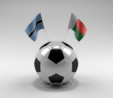 Botswana - Madagaskar Futbol Bayrakları, Beyaz Arkaplan - 3D Render