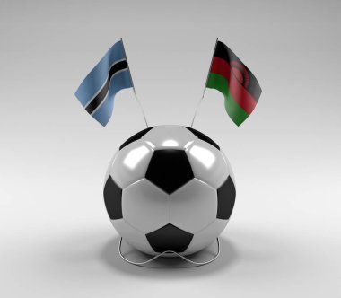 Botswana - Malawi Futbol Bayrakları, Beyaz Arkaplan - 3D Render