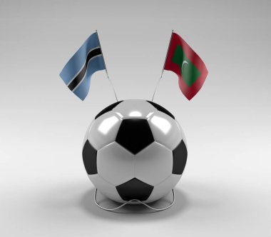 Botswana - Maldivler Futbol Bayrakları, Beyaz Arkaplan - 3D Render