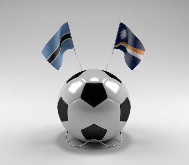 Botswana - Marshall Adaları Futbol Bayrakları, Beyaz Arkaplan - 3D Render
