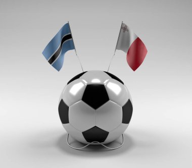 Botswana - Malta Futbol Bayrakları, Beyaz Arkaplan - 3D Render