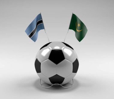 Botswana - Moritanya Futbol Bayrakları, Beyaz Arkaplan - 3D Render