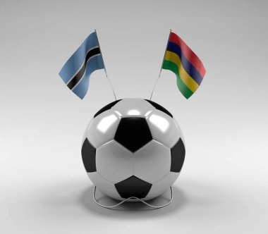 Botswana - Mauritius Futbol Bayrakları, Beyaz Arkaplan - 3D Render
