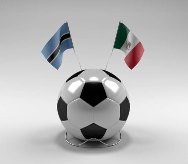 Botswana - Meksika Futbol Bayrakları, Beyaz Arkaplan - 3D Render
