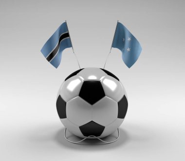Botswana - Mikronezya Futbol Bayrakları, Beyaz Arkaplan - 3D Render