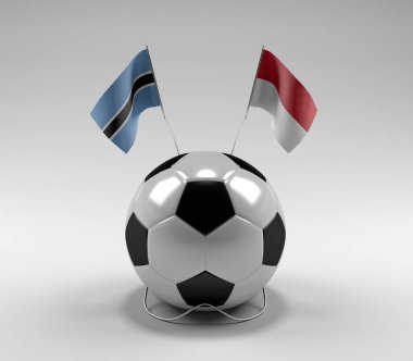 Botswana - Monako Futbol Bayrakları, Beyaz Arkaplan - 3D Render