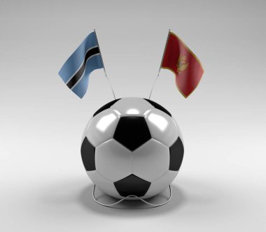 Botswana - Karadağ Futbol Bayrakları, Beyaz Arkaplan - 3D Render
