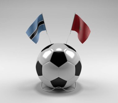 Botswana - Fas Futbol Bayrakları, Beyaz Arkaplan - 3D Render