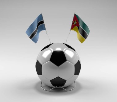 Botswana - Mozambik Futbol Bayrakları, Beyaz Arkaplan - 3D Render