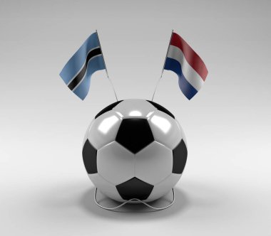 Botswana - Hollanda Futbol Bayrakları, Beyaz Arkaplan - 3D Render