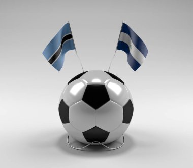 Botswana - Nikaragua Futbol Bayrakları, Beyaz Arkaplan - 3D Render