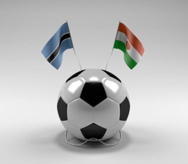 Botswana - Nijer Futbol Bayrakları, Beyaz Arkaplan - 3D Render