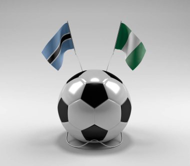 Botswana - Nijerya Futbol Bayrakları, Beyaz Arkaplan - 3D Render