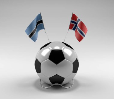 Botswana - Norveç Futbol Bayrakları, Beyaz Arkaplan - 3D Render