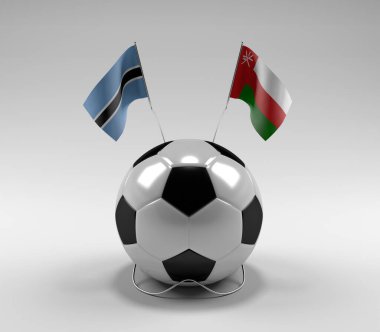 Botswana - Umman Futbol Bayrakları, Beyaz Arkaplan - 3D Render