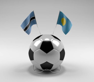 Botswana - Palau Futbol Bayrakları, Beyaz Arkaplan - 3D Render