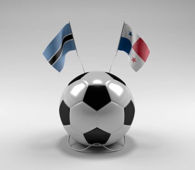 Botswana - Panama Futbol Bayrakları, Beyaz Arkaplan - 3D Render
