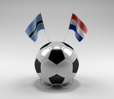 Botswana - Paraguay Futbol Bayrakları, Beyaz Arkaplan - 3D Render