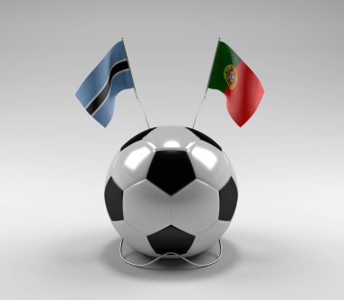 Botswana - Portekiz Futbol Bayrakları, Beyaz Arkaplan - 3D Render