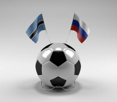 Botswana - Rusya Futbol Bayrakları, Beyaz Arkaplan - 3D Render