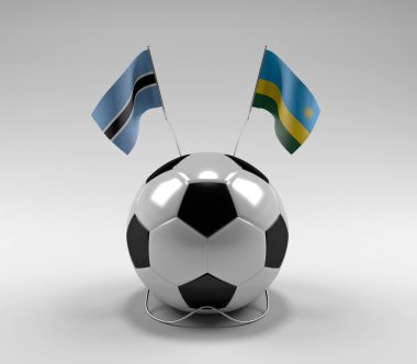 Botswana - Ruanda Futbol Bayrakları, Beyaz Arkaplan - 3D Render
