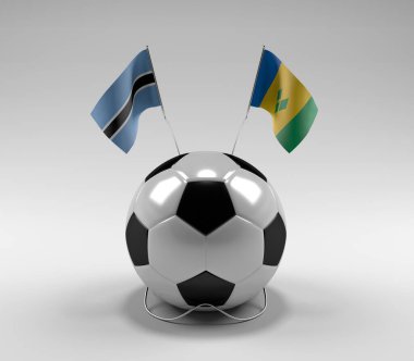 Botswana - Saint-Vincent-and the-Grenadines Futbol Bayrakları, Beyaz Arkaplan - 3D Render