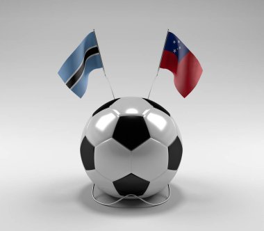 Botswana - Samoa Futbol Bayrakları, Beyaz Arkaplan - 3D Render