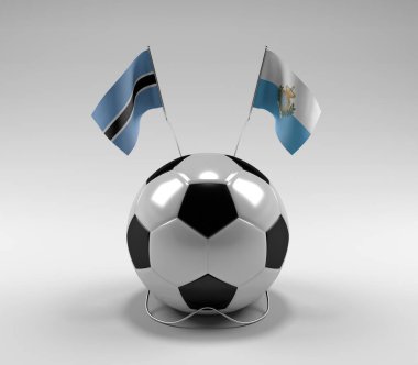 Botswana - San-Marino Futbol Bayrakları, Beyaz Arkaplan - 3D Render