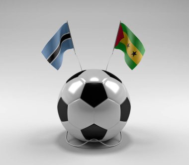 Botswana - Sao-Tome-Principe Futbol Bayrakları, Beyaz Arkaplan - 3D Render