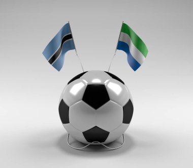 Botswana - Sierra-Leone Futbol Bayrakları, Beyaz Arkaplan - 3D Render