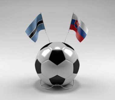 Botswana - Slovakya Futbol Bayrakları, Beyaz Arkaplan - 3D Render