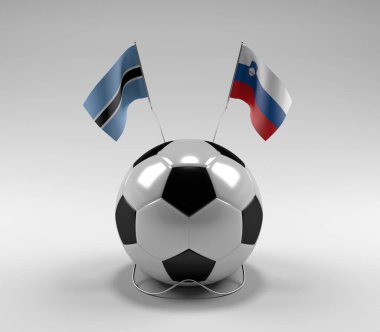 Botswana - Slovenya Futbol Bayrakları, Beyaz Arkaplan - 3D Render