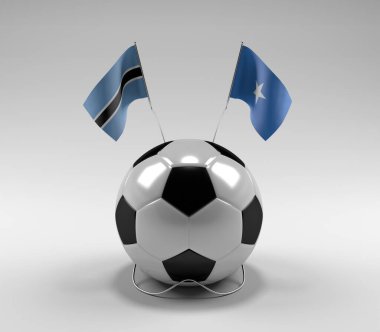 Botswana - Somali Futbol Bayrakları, Beyaz Arkaplan - 3D Render