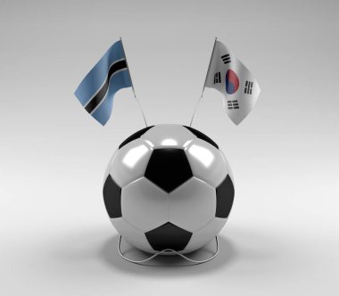 Botswana - Güney Kore Futbol Bayrakları, Beyaz Arkaplan - 3D Render