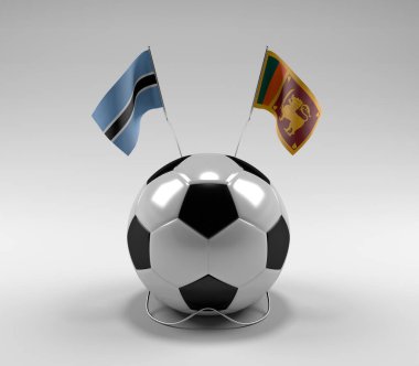 Botswana - Sri-Lanka Futbol Bayrakları, Beyaz Arkaplan - 3D Render