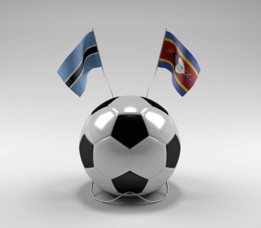 Botswana - Svaziland Futbol Bayrakları, Beyaz Arkaplan - 3D Render