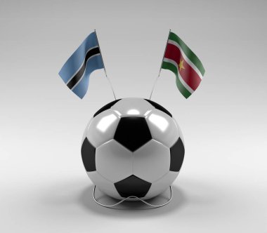 Botswana - Surinam Futbol Bayrakları, Beyaz Arkaplan - 3D Render