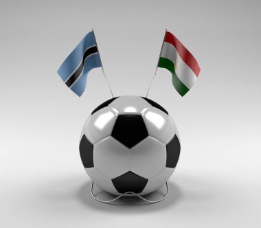 Botswana - Tacikistan Futbol Bayrakları, Beyaz Arkaplan - 3D Render