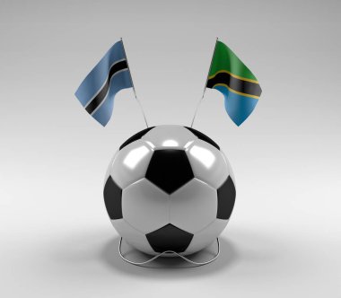 Botswana - Tanzanya Futbol Bayrakları, Beyaz Arkaplan - 3D Render