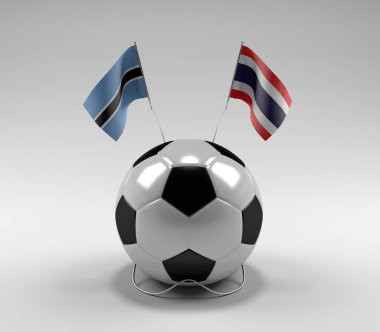 Botswana - Tayland Futbol Bayrakları, Beyaz Arkaplan - 3D Render