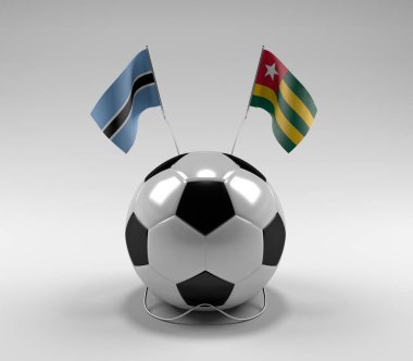 Botswana - Togo Futbol Bayrakları, Beyaz Arkaplan - 3D Render