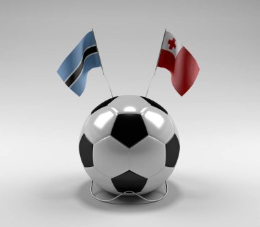 Botswana - Tonga Futbol Bayrakları, Beyaz Arkaplan - 3D Render