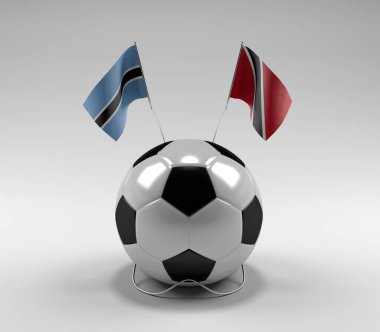 Botswana - Trinidad-and-Tobago Futbol Bayrakları, Beyaz Arkaplan - 3D Render
