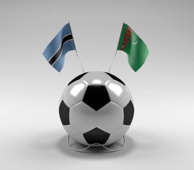 Botswana - Türkmenistan Futbol Bayrakları, Beyaz Arkaplan - 3D Render