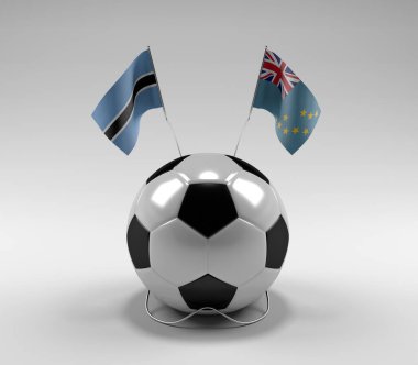 Botswana - Tuvalu Futbol Bayrakları, Beyaz Arkaplan - 3D Render