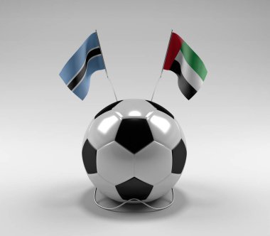 Botswana - Birleşik Arap-Emirlikleri Futbol Bayrakları, Beyaz Arkaplan - 3D Render