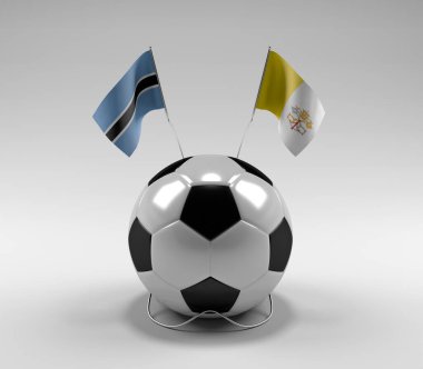 Botswana - Vatikan-Şehir Futbol Bayrakları, Beyaz Arkaplan - 3D Render